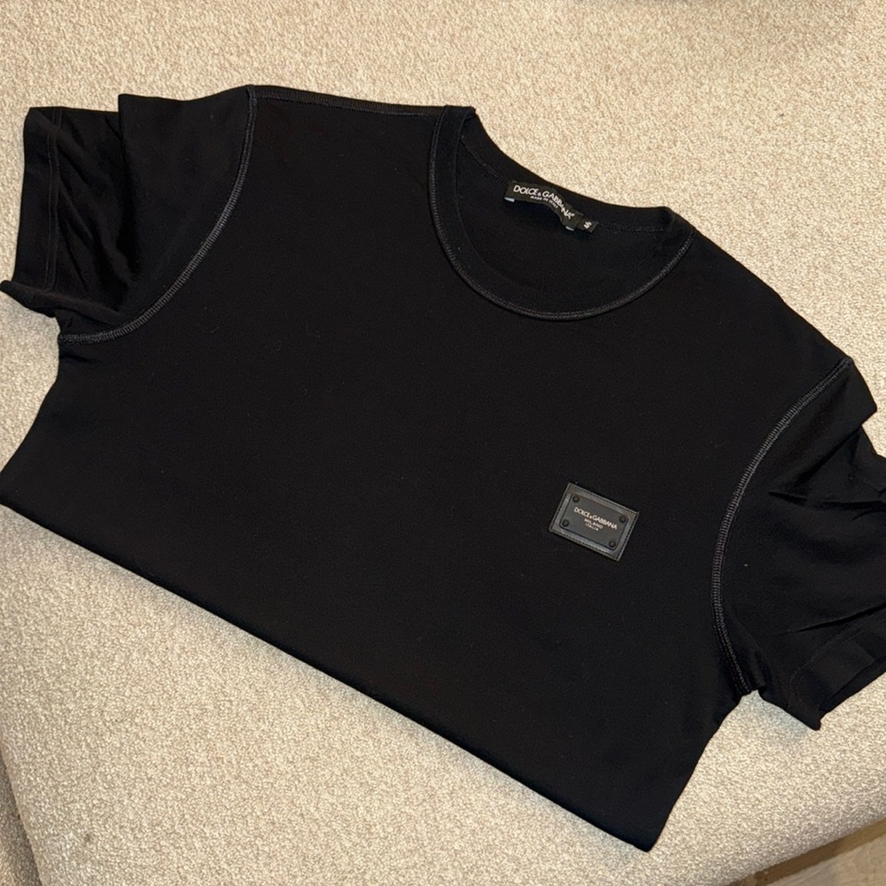 DOLCE AND Gabbana men black 100% cotton T shirt made in Italy size 46